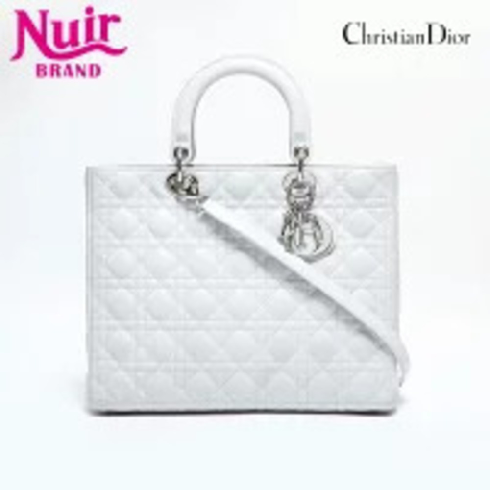 Christian Dior Lady Lambskin Handbag White
